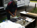 Wayne cleaning our catch